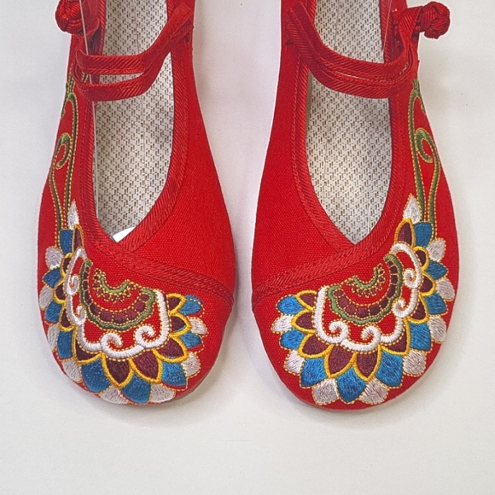 New Floral Flat Shoes Canvas Embroidered Mary Jane Ballernia Flats - Picture 5 of 16